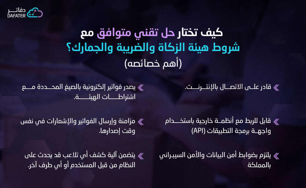 الحل التقني المتوافق مع شروط هيئة الزكاة والضريبة